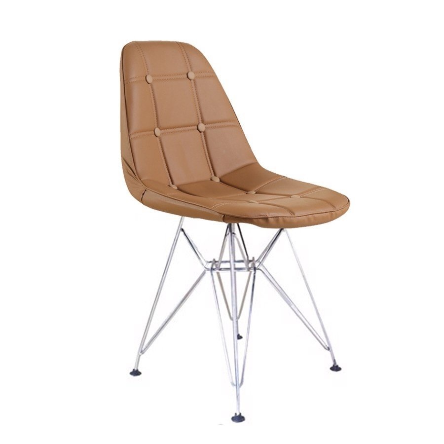 ghế eames đệm bọc da cúc chân mạ ag-24