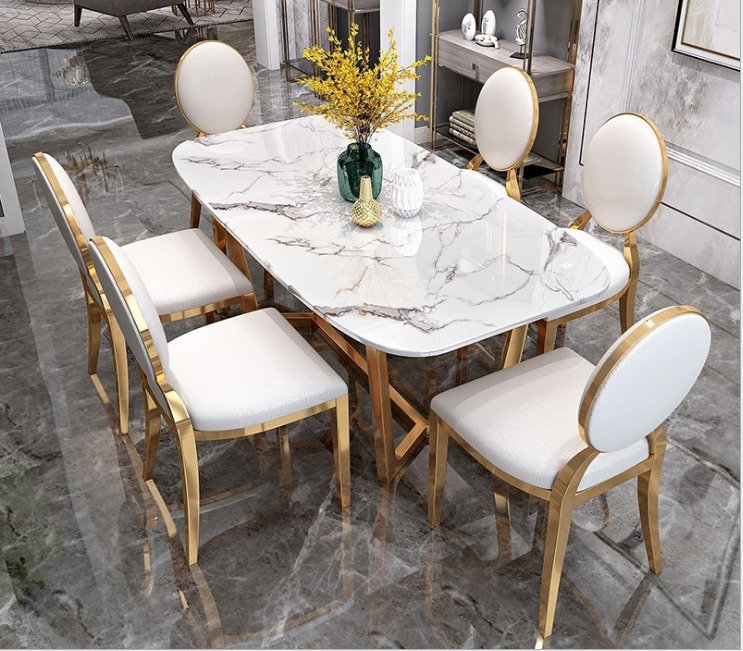 bàn ăn hiện đại sang trọng mặt đá cẩm thạch