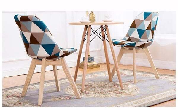 ghế eames đệm bọc vải hoa văn chân gỗ ag-08