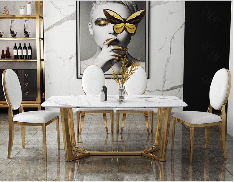 bàn ăn hiện đại sang trọng mặt đá cẩm thạch