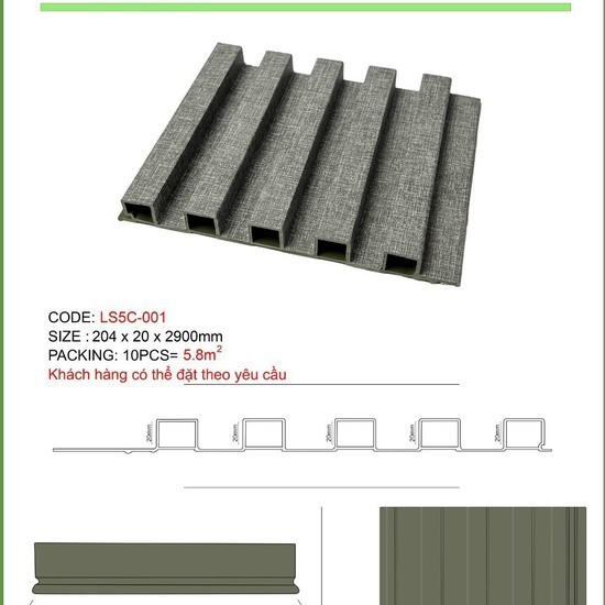 Tấm nhựa ốp ốp tường giả vải màu xám AG001