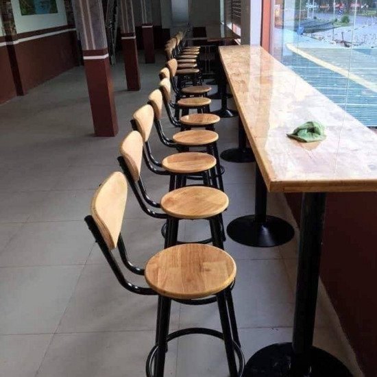 Ghế bar chân sắt mặt gỗ AG8