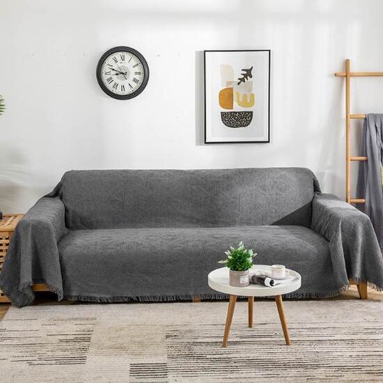 Khăn phủ sofa, khăn trang trí màu xám AG 03