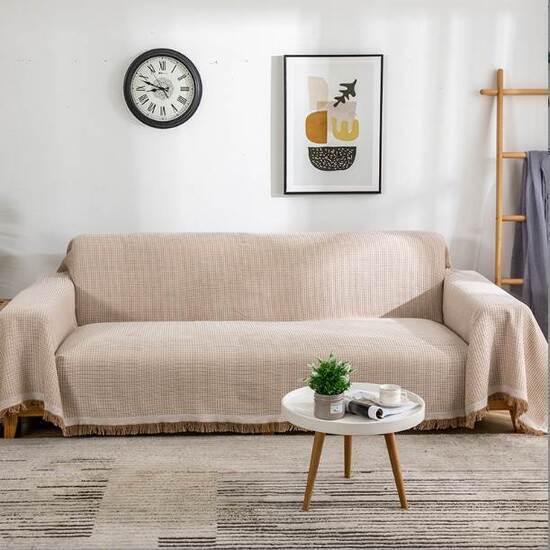 Khăn phủ sofa, khăn trang trí màu kem AG 04