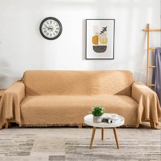 Khăn phủ sofa, khăn trang trí màu nâu AG 02