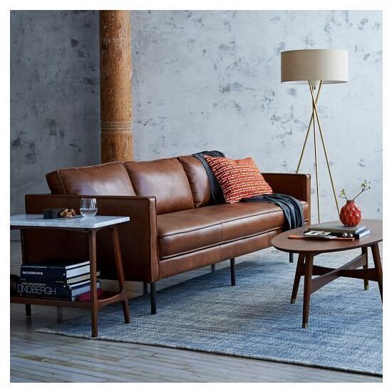 Sofa băng da màu nâu AG9