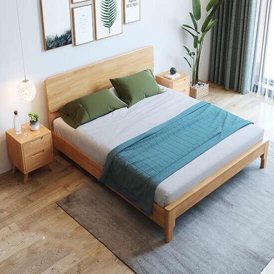 Giường gỗ tự nhiên cao cấp thiết kế đơn giản AG-42