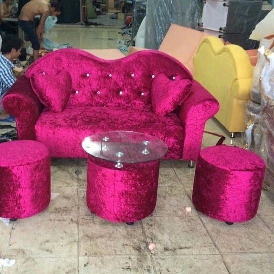 Combo ghế nail màu đỏ tiếp khách– Mã AG34