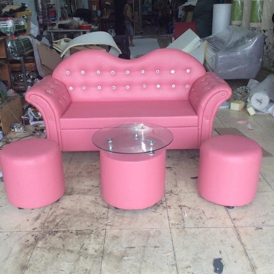 Combo ghế nail màu hồng tiếp khách– Mã AG33