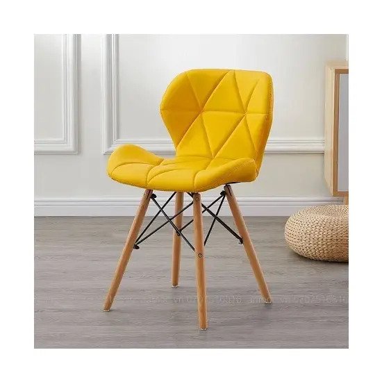 Ghế eames đệm bọc da tam giác chân gỗ AG-03