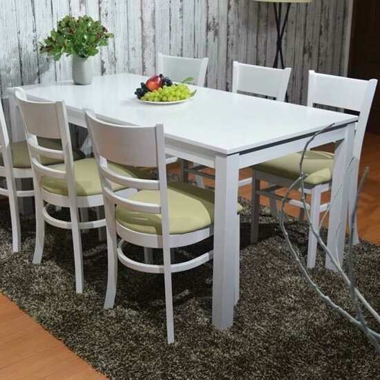 Bàn ghế ăn cabin 6 ghế màu trắng AG 05