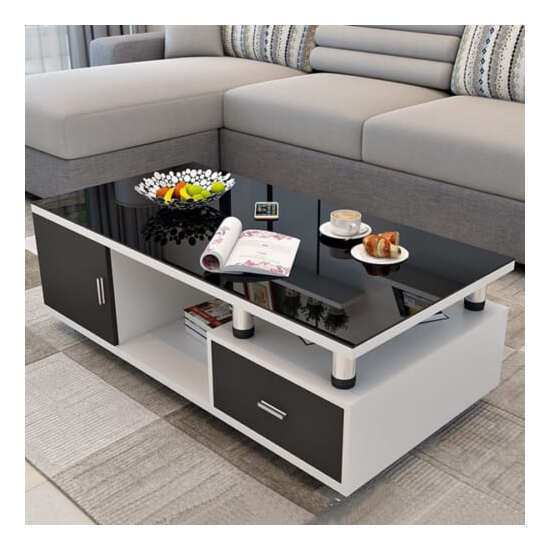 Bàn trà kim loại mặt đá Có ngăn kéo AG24