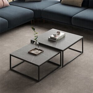 Bàn trà đôi hình vuông mặt đá ceramic AG18