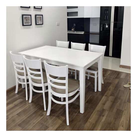 Bàn ghế ăn cabin 6 ghế màu trắng AG 05