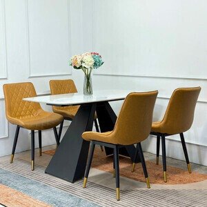 Bàn ăn 4 ghế mặt đá khung chữ A hiện đại AG-17