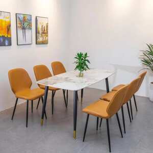 Bàn ăn 6 ghế mặt đá caro AG 18