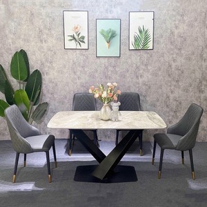 Bộ bàn ăn chân X mặt đá 4ghế sheraton AG 05