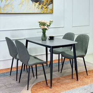 Bộ bàn ăn 4 ghế nordic mặt đá cao cấp AG 10