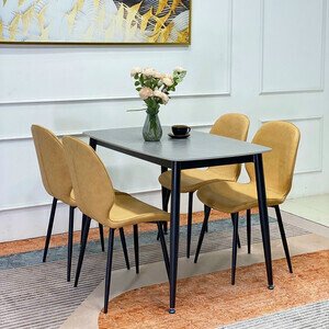 Bộ bàn ăn 4 ghế nordic mặt đá cao cấp AG 10