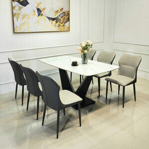 Bàn ăn nhập khẩu 6 ghế mặt đá kelly AG-16