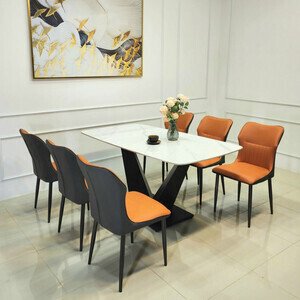 Bàn ăn nhập khẩu 6 ghế mặt đá kelly AG-16