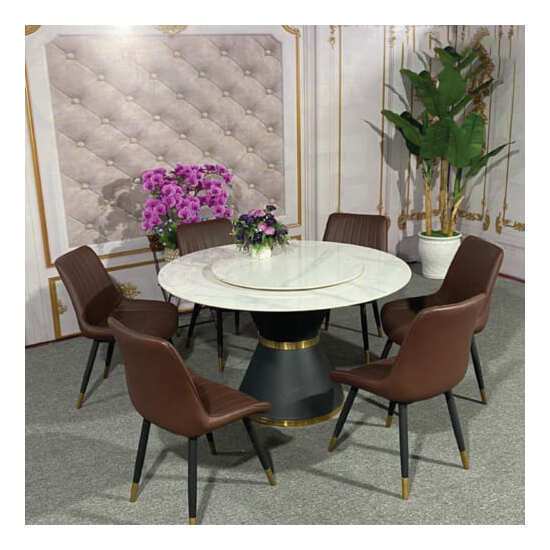 Bộ bàn ăn xoay tròn thông minh 6 ghế loft AG-13