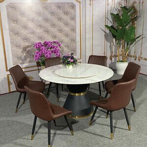 Bộ bàn ăn xoay tròn thông minh 6 ghế loft AG-13