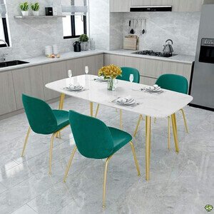 Bộ bàn ăn chân sắt mạ vàng 4 ghế gubi AG 06