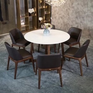 Bàn ăn angen 6 chỗ hình tròn mặt đá đẹp sang trọng AG-36