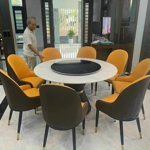 Bàn ăn xoay tròn mặt đá nhập khẩu AG-12