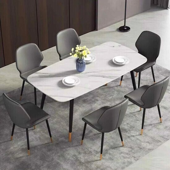 Bàn ăn mặt đá hebe + 6 ghế layla AG-23