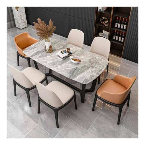 Bàn Ghế Ăn Cao Cấp mặt Đá grace có tay 6 Ghế AG-78