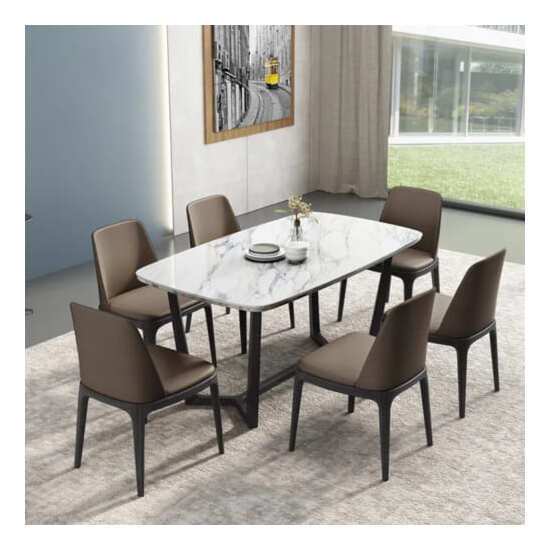 Bàn Ghế Ăn Cao Cấp Mặt Đá 6 Ghế AG-40