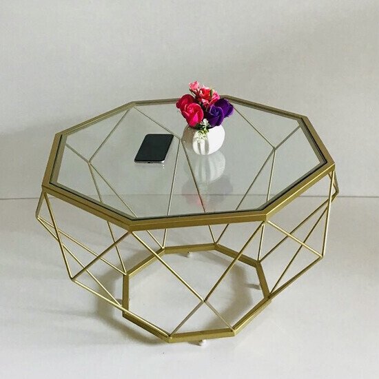 Bàn trà kim cương mặt kính trong AG13