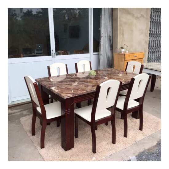 Bàn ăn mặt đá 6 ghế nhập khẩu AG-01