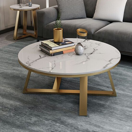 Bàn trà sofa tròn mặt đá AG27