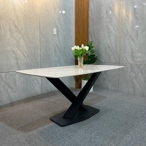 Bàn ăn mặt đá chân X cao cấp AG 11