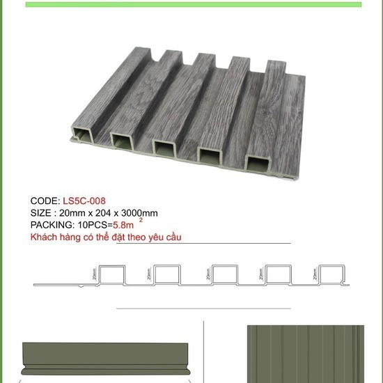 Tấm nhựa ốp tường vân gỗ màu xám AG008