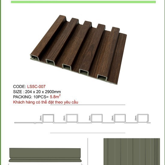 Tấm nhựa ốp tường vân gỗ màu óc chó AG007