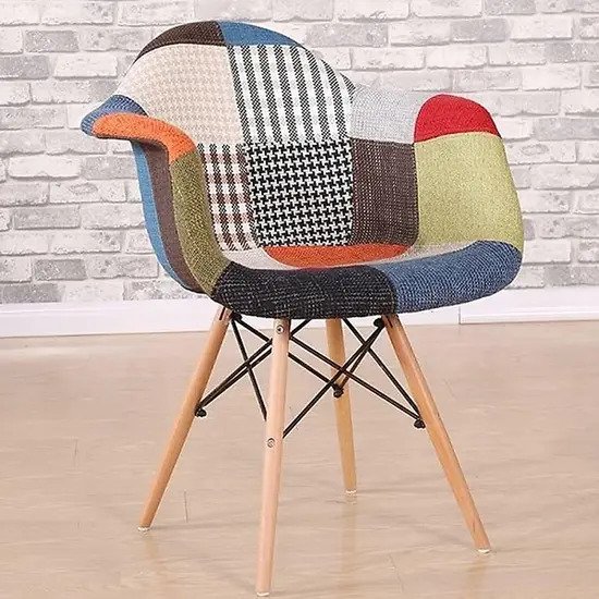 Ghế eames có tay thổ cẩm chân gỗ AG-15