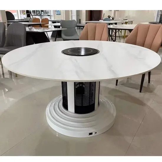 Bàn ăn tròn mặt đá thông minh kết hợp bếp từ Olympus AG25