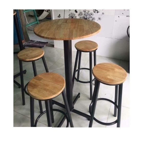 Bộ bàn ghế bar mặt gỗ chân sắt G12