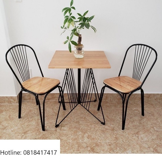 Bộ bàn ghế khung sắt mặt gỗ G14
