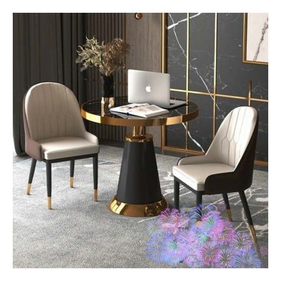 Bàn tròn khung inox mạ vàng A-19