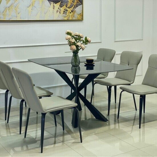 Bàn ăn mặt đá chân hình sao cao cấp AG27