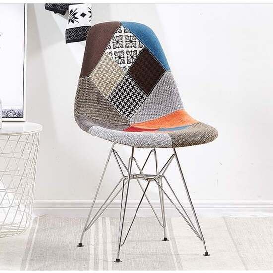 Ghế thổ cẩm không tay chân mạ xi A-40