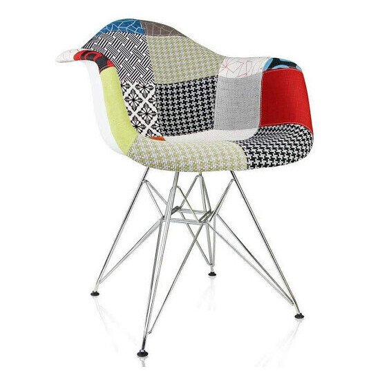 Ghế thổ cẩm có tay chân mạ xi A-41