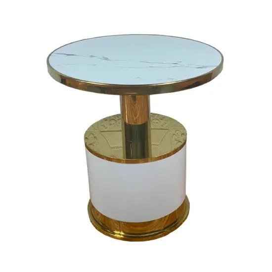 Bàn tròn khung inox mạ vàng A-22