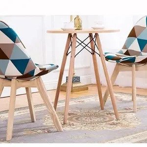 Ghế eames đệm bọc vải hoa văn chân gỗ AG-08