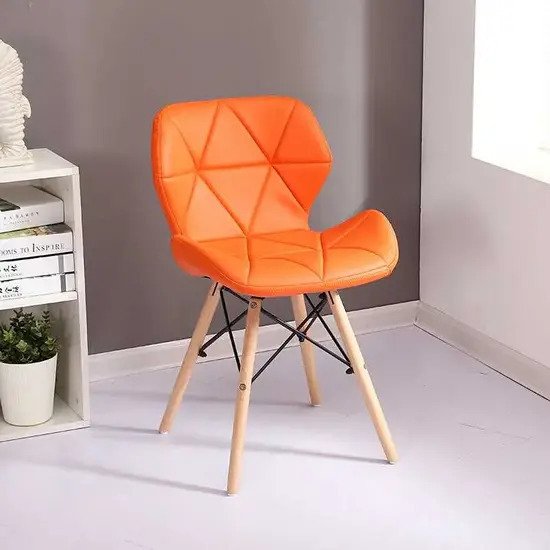 Ghế eames đệm bọc da tam giác chân gỗ AG-03
